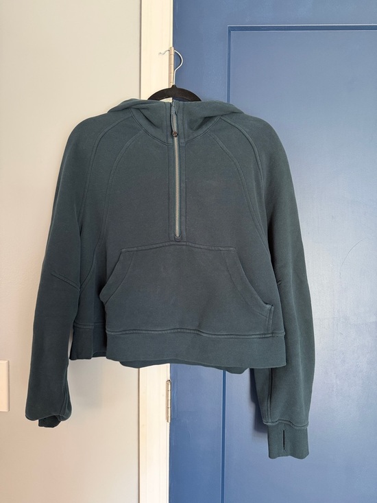 lululemon athletica Tops - lululemon athletica Teal dark green Half-Zip scuba Hoodie m/l